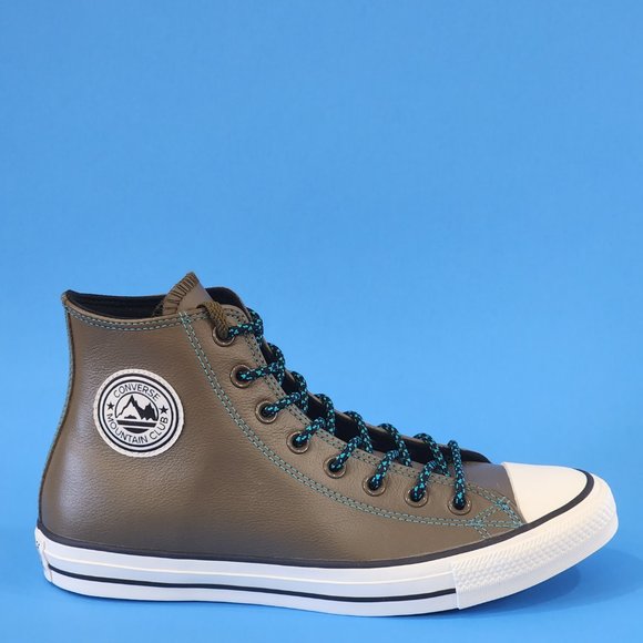 Converse CTAS Hi Tumbled Leather 'Surplus Olive' Unisex Sneakers 165957C NWT - Picture 2 of 6